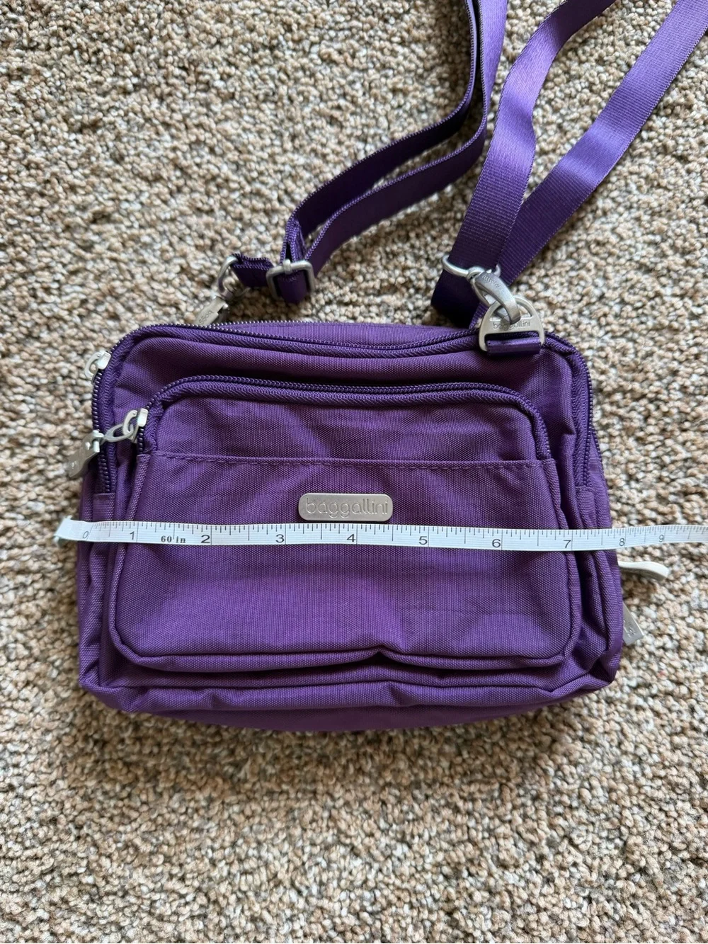 BAGGALLINI Plum Purple Nylon Zippered Crossbody Shoulder Bag